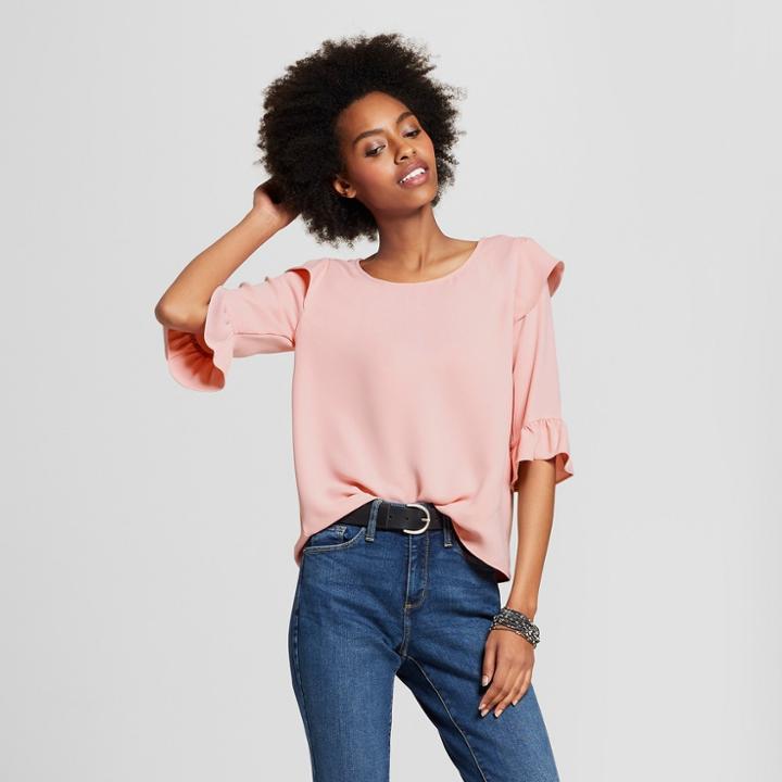 Women's Ruffle Sleeve Top - Le Kate (juniors') Pink