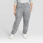 Grayson Threads Women's Plus Size Leopard Print Jogger Pants - Gray