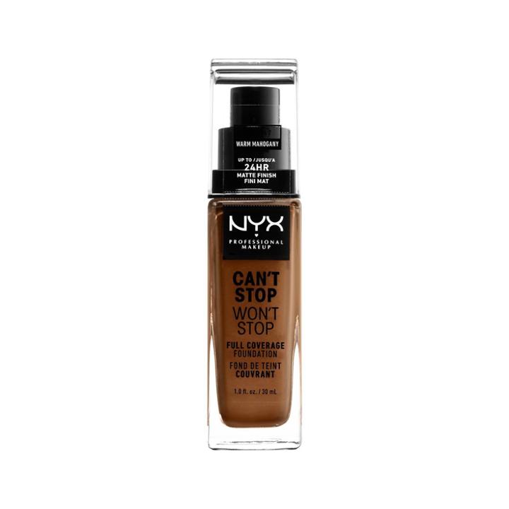 Nyx Professional Makeup Can't Stop Won't Stop Full Coverage Foundation Warm Mahogany - 1.3 Fl Oz, Warm Brown