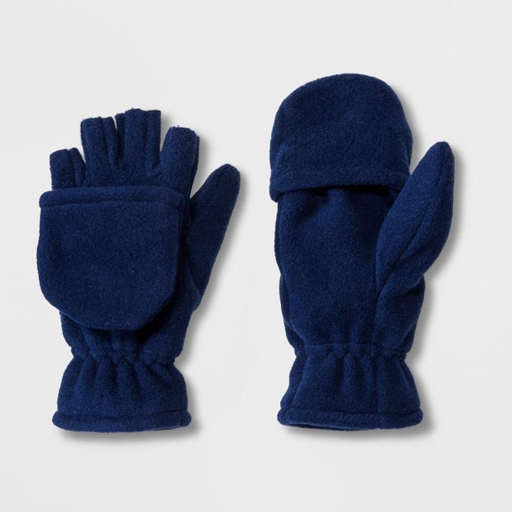 Boys' Solid Convertible Fleece Gloves - Cat & Jack Navy (blue)
