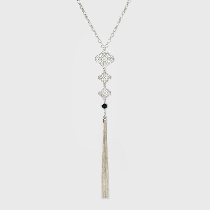 Three Filigree And Chain Tassel Long Necklace - A New Day