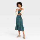 Women's Plaid Sleeveless Ruffle Hem Dress - A New Day Blue