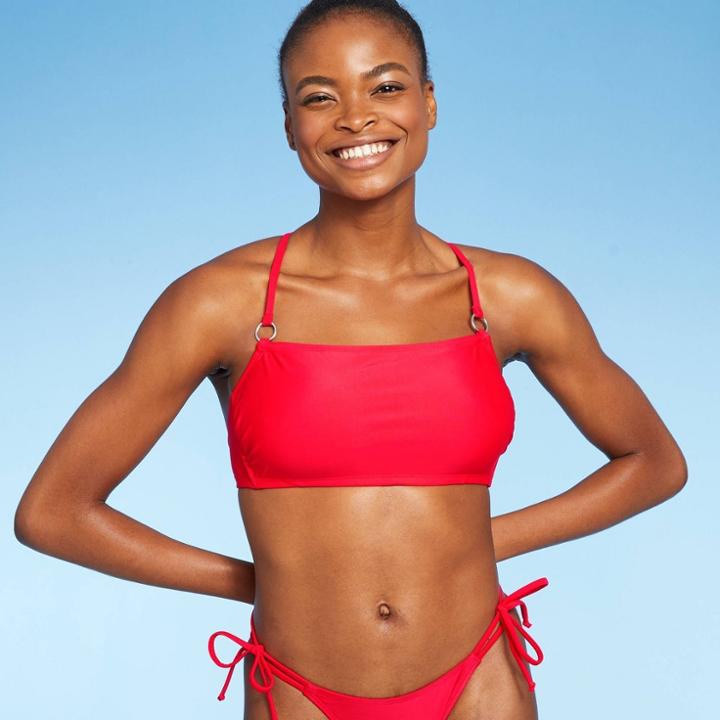 Juniors' Mini Ring Bralette Bikini Top - Xhilaration Red D/dd Cup