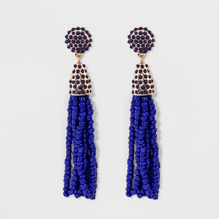Beaded Tassel Drop Earrings - Sugarfix By Baublebar Navy, Girl's