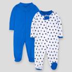 Lamaze Baby Boys' Organic Cotton 2pk Solid And Geo Print Sleep N' Play - Blue Newborn