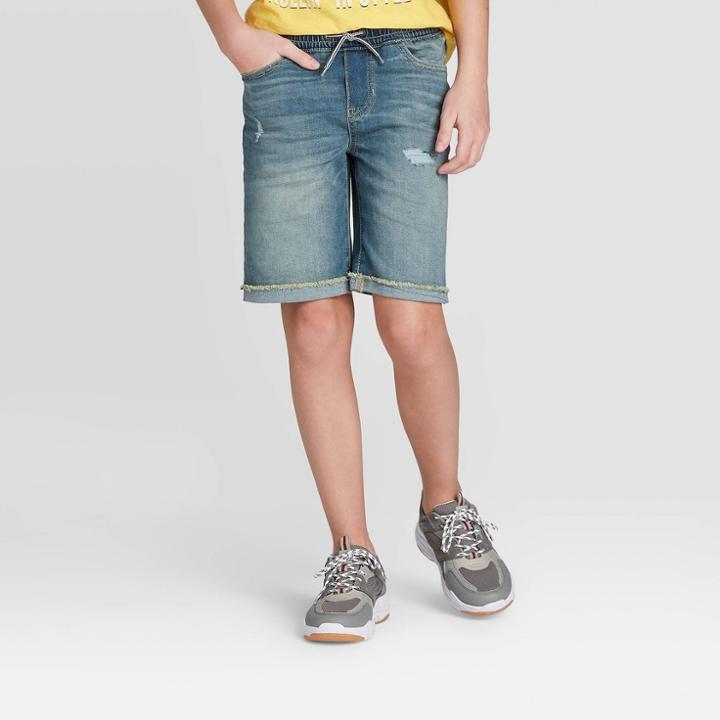 Boys' Destructed Jean Shorts - Art Class Medium Vintage Wash Xs, Boy's, Blue