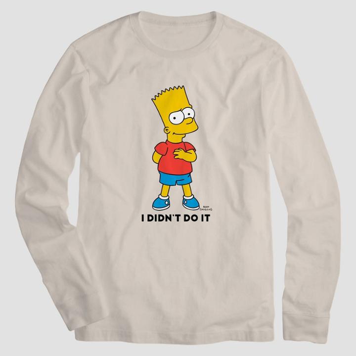 Men's Disney Bart Simpson Long Sleeve Graphic T-shirt - White