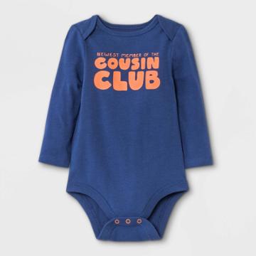 Baby Boys' 'cousin Club' Long Sleeve Bodysuit - Cat & Jack Navy Newborn, Blue