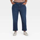 Women's Plus Size High-rise Cropped Straight Jeans - Ava & Viv Dark Wash