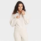 Women's Quarter Zip Mock Turtleneck Pullover Sweater - Universal Thread Cream