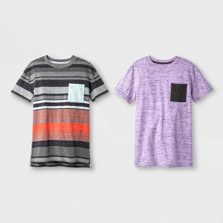 Petiteboys' 2pk Short Sleeve Stripe T-shirt - Cat & Jack Purple/aqua M, Boy's, Size: Medium, Purple Blue
