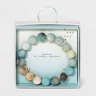 Semi-precious Real Pyrite Beaded Stretch Bracelet - A New Day Aqua Blue