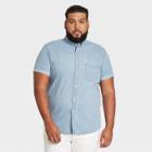 Men's Tall Standard Fit Stretch Denim Short Sleeve Button-down Shirt - Goodfellow & Co Blue