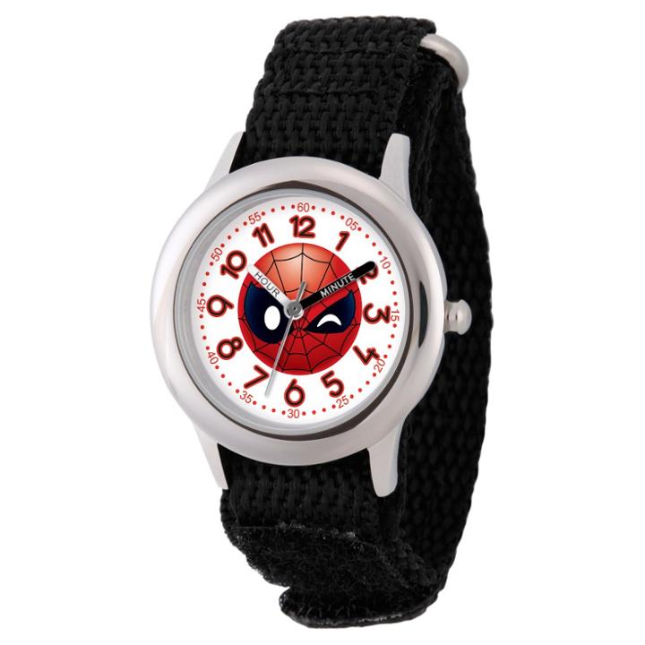 Boys' Marvel Emoji Spider-man Stainless Steel Time Teacher Watch - Black, Boy's
