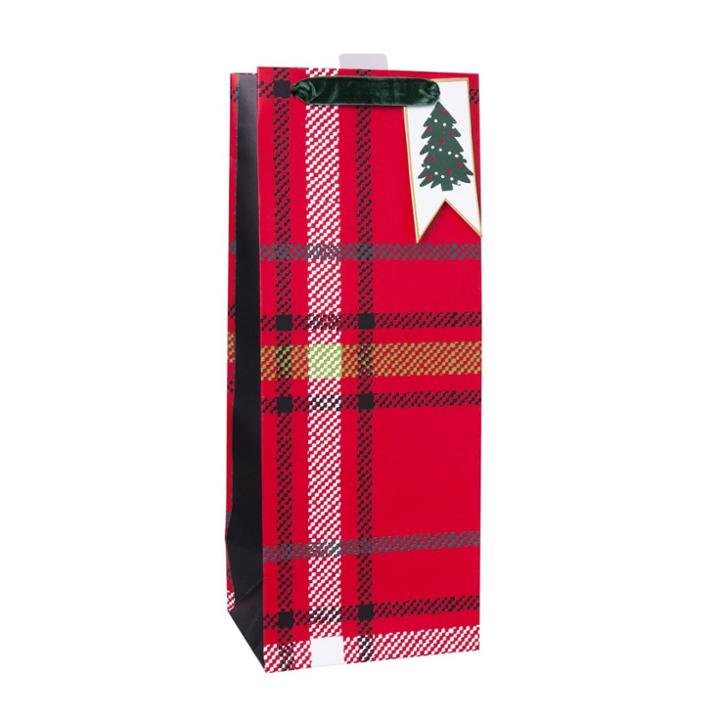 Spritz Plaid Printed Wine Bag -
