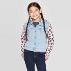 Girls' Animal Fleece Sleeve Jacket - Cat & Jack Light Wash