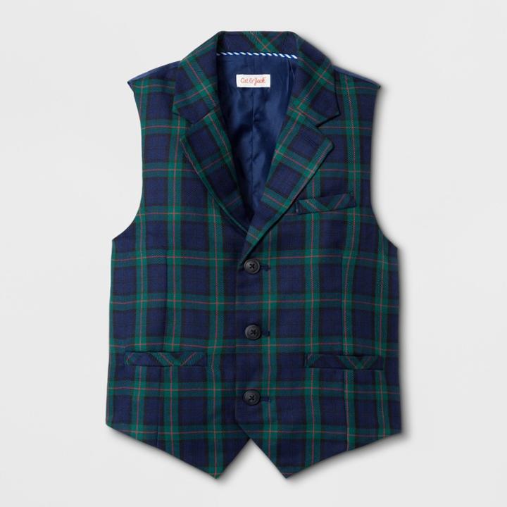 Boys' Plaid Vest - Cat & Jack Navy