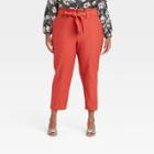 Women's Plus Size Ankle Length Paperbag Trousers - Who What Wear Red