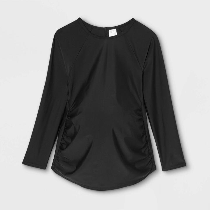 Long Sleeve Rash Guard Maternity Top - Isabel Maternity By Ingrid & Isabel Black