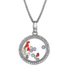 Treasure Lockets Sterling Silver Round Locket With Floating Cubic Zirconia Necklace