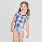Target Toddler Girls' Gingham One Piece Swimsuit - Navy 3t, Girl's, Blue