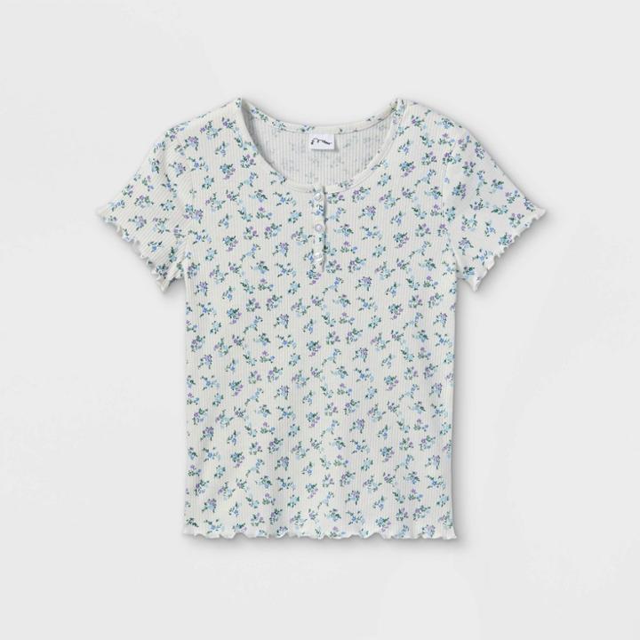 Girls' Henley T-shirt - Art Class White