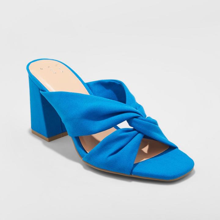 Women's Adina Twist Knot Heeled Pumps - A New Day Blue