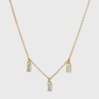 Gold Plated Cubic Zirconia Baguette Drops Chain Necklace - A New Day Gold