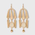 Semi-precious Peach Moonstone And Worn Gold Mobile Drop Statement Earrings - Universal Thread Pale Peach