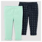 Baby Girls' 2pk Pants - Just One You Made By Carter's Black/mint Nb
