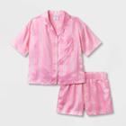 Girls' Satin Pajama Set - Art Class Pink