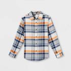 Boys' Flannel Button-down Long Sleeve Shirt - Cat & Jack Orange/gray