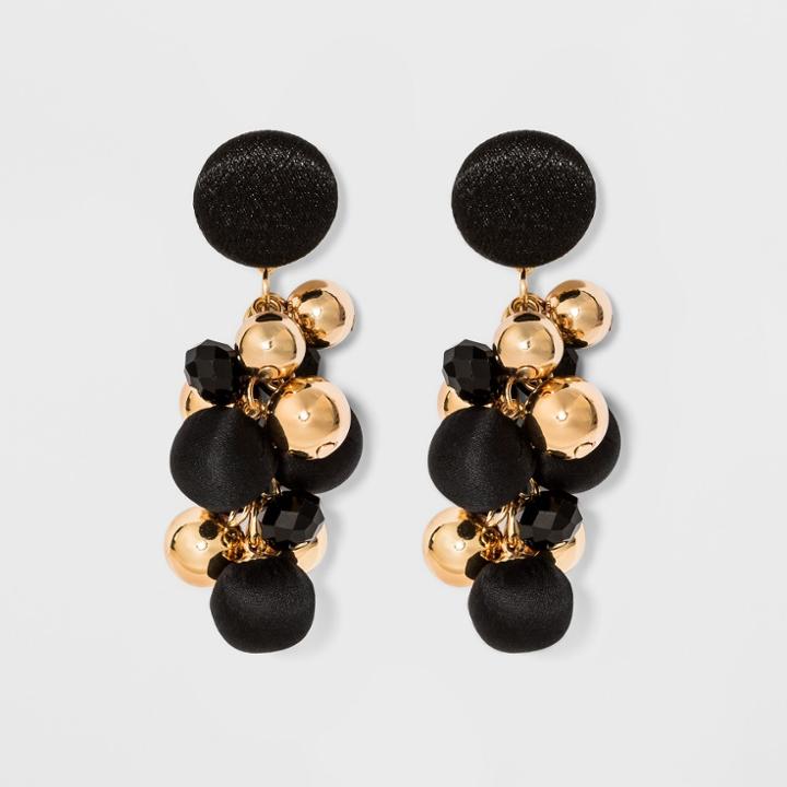 Cluster Beaded Drop Earrings - A New Day Black