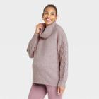 High Neck Cable Pullover Maternity Sweater - Isabel Maternity By Ingrid & Isabel Purple
