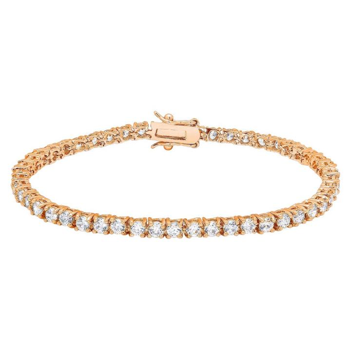 Target Women's Round-cut Cubic Zirconia Tennis Bracelet Rose Gold Plated, Pink Rose
