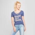 Petitewomen's Short Sleeve Sweet As A Peach Graphic T-shirt - Awake Navy