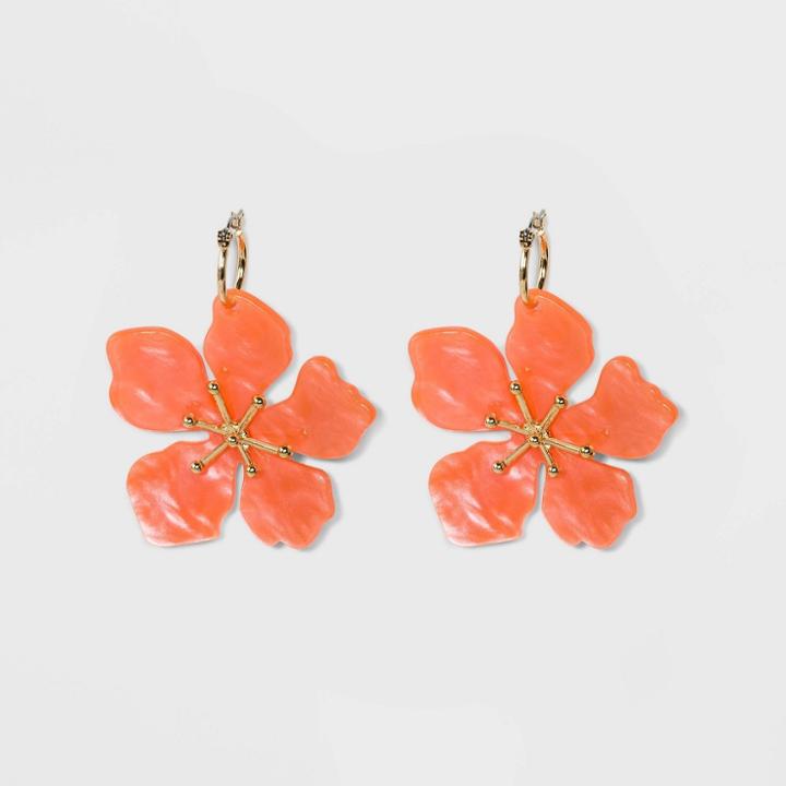 Sugarfix By Baublebar Feminine Flower Drop Earrings - Coral, Girl's