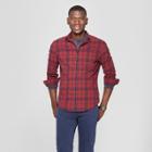 Men's Long Sleeve Standard Fit Northrop Poplin Button-down Shirt - Goodfellow & Co Berry Cobbler