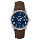 Men's Timex Easy Reader Watch With Leather Strap - Silver/blue/brown Tw2p759009j,