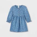 Oshkosh B'gosh Toddler Girls' Floral Chambray Long Sleeve Dress - Blue