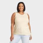 Women's Plus Size Ruched Slim Fit Side-tie Jersey Tank Top - Ava & Viv Cream
