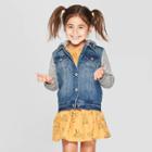 Toddler Girls' Long Sleeve Denim Jacket - Art Class Blue/heather Gray