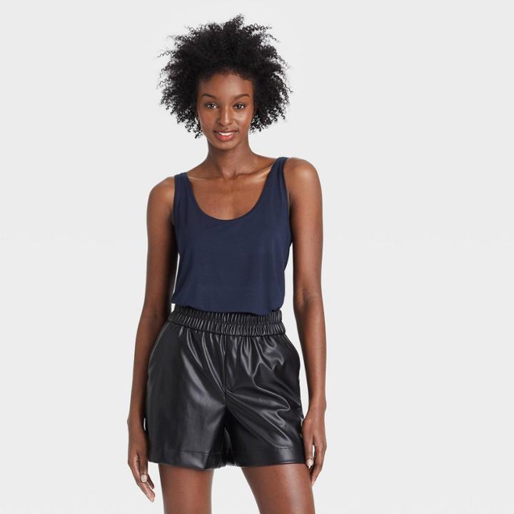 Women's Easy Tank Top - A New Day Navy Blue