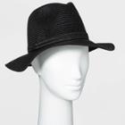 Women's Packable Essential Straw Panama Hat - A New Day Black