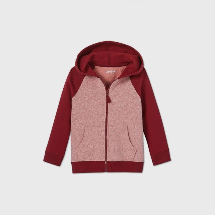 Toddler Boys' Fleece Zip-up Hoodie Sweatshirt - Cat & Jack Red
