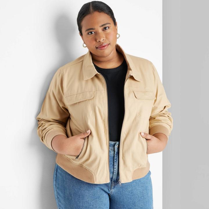 Women's Cropped Utility Jacket - Wild Fable Tan
