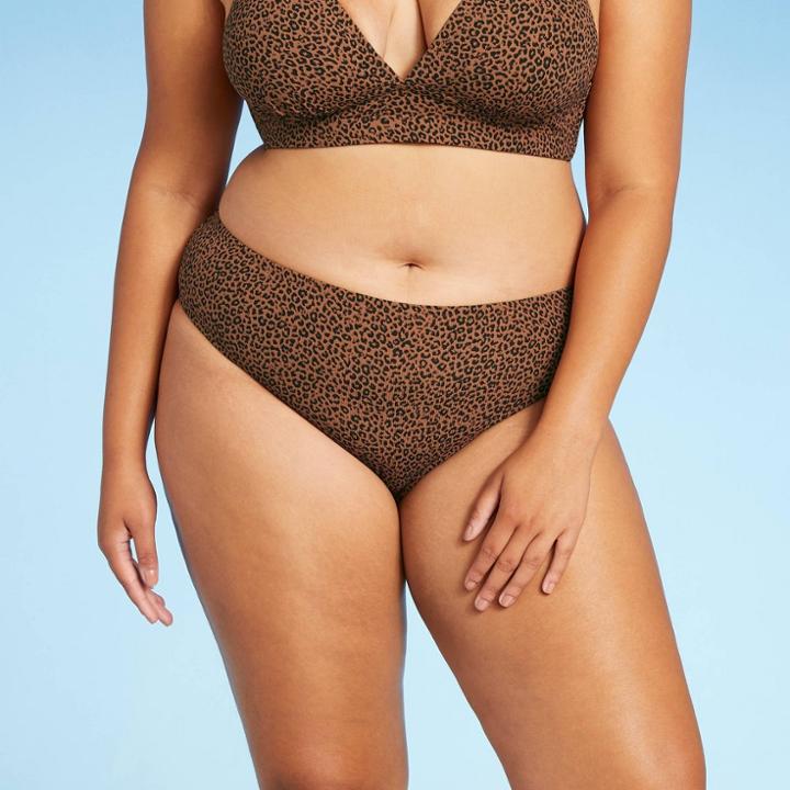 Juniors' Plus Size Ribbed Cheeky Hipster Bikini Bottom - Xhilaration Brown