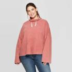 Women's Plus Size Long Sleeve Mock Turtleneck Sweatshirt - Universal Thread Rose 3x, Size: