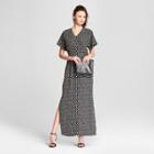 Eclair Women's Backless Polka Doted Maxi Dress With Slits - Clair Black/white