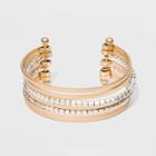 Textured Multi Row Cuff Bracelet - Universal Thread Worn Gold, Women's